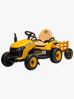Elbiler & -Køretøjer-AlexGarage1 Alex's Garage Eltraktor med Trailer, Gul