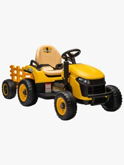 Elbiler & -Køretøjer-AlexGarage1 Alex's Garage Eltraktor med Trailer, Gul