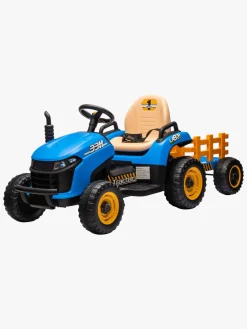 Elbiler & -Køretøjer-AlexGarage1 Alex's Garage Eltraktor med Trailer, Blå Blå/Orange