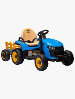 Elbiler & -Køretøjer-AlexGarage1 Alex's Garage Eltraktor med Trailer, Blå Blå/Orange
