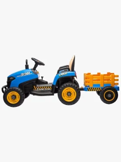 Elbiler & -Køretøjer-AlexGarage1 Alex's Garage Eltraktor med Trailer, Blå Blå/Orange