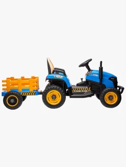 Elbiler & -Køretøjer-AlexGarage1 Alex's Garage Eltraktor med Trailer, Blå Blå/Orange