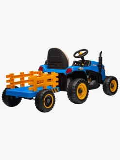 Elbiler & -Køretøjer-AlexGarage1 Alex's Garage Eltraktor med Trailer, Blå Blå/Orange