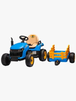 Elbiler & -Køretøjer-AlexGarage1 Alex's Garage Eltraktor med Trailer, Blå Blå/Orange