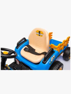 Elbiler & -Køretøjer-AlexGarage1 Alex's Garage Eltraktor med Trailer, Blå Blå/Orange