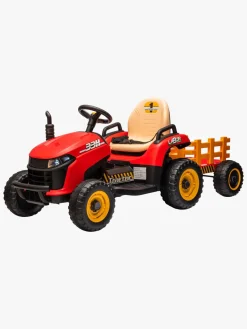 Elbiler & -Køretøjer-AlexGarage1 Alex's Garage Eltraktor med Trailer, Rød Rød
