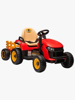 Elbiler & -Køretøjer-AlexGarage1 Alex's Garage Eltraktor med Trailer, Rød Rød