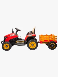 Elbiler & -Køretøjer-AlexGarage1 Alex's Garage Eltraktor med Trailer, Rød Rød