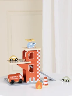 Legetøjsbiler & -Fartøjer-AliceFox Alice & Fox Brandstation Garage, Rød