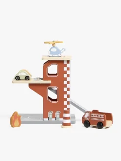 Legetøjsbiler & -Fartøjer-AliceFox Alice & Fox Brandstation Garage, Rød