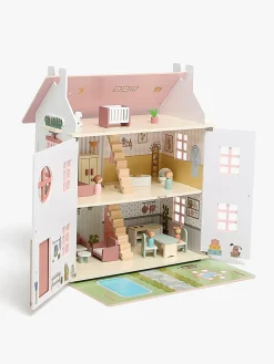 Dukker & Bamser-AliceFox Alice & Fox Dukkehus med Møbel & 4 Dukker, Pink Lyserød/Hvid
