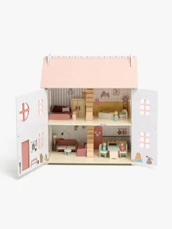 Dukker & Bamser-AliceFox Alice & Fox Dukkehus med Møbel & 4 Dukker, Pink Lyserød/Hvid