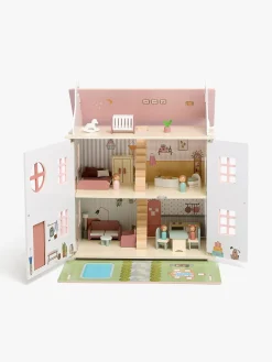 Dukker & Bamser-AliceFox Alice & Fox Dukkehus med Møbel & 4 Dukker, Pink Lyserød/Hvid