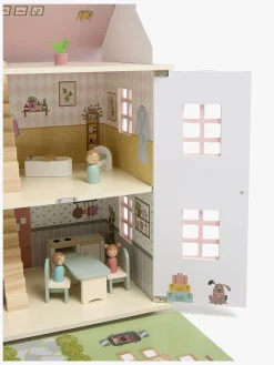 Dukker & Bamser-AliceFox Alice & Fox Dukkehus med Møbel & 4 Dukker, Pink Lyserød/Hvid