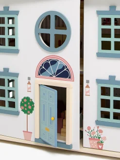 Dukker & Bamser-AliceFox Alice & Fox Dukkehus med Møbler & 4 Dukker, Blå Blå/Hvid