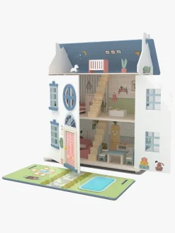 Dukker & Bamser-AliceFox Alice & Fox Dukkehus med Møbler & 4 Dukker, Blå Blå/Hvid