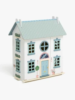 Dukker & Bamser-AliceFox Alice & Fox Dukkehus med Møbler & 4 Dukker, Blå Blå/Hvid