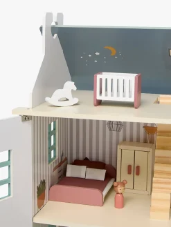 Dukker & Bamser-AliceFox Alice & Fox Dukkehus med Møbler & 4 Dukker, Blå Blå/Hvid