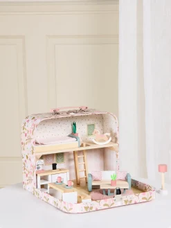 Dukker & Bamser-AliceFox Alice & Fox Kuffert Dukkehus, Pink Lyserød