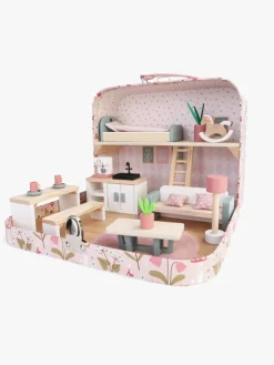 Dukker & Bamser-AliceFox Alice & Fox Kuffert Dukkehus, Pink Lyserød