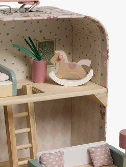 Dukker & Bamser-AliceFox Alice & Fox Kuffert Dukkehus, Pink Lyserød