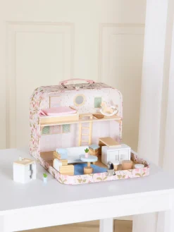 Dukker & Bamser-AliceFox Alice & Fox Kuffert Dukkehus, Lyserød/blå Lyserød