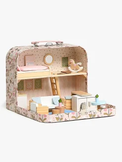 Dukker & Bamser-AliceFox Alice & Fox Kuffert Dukkehus, Lyserød/blå Lyserød