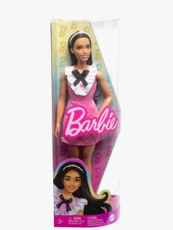 Dukker & Bamser-Barbie Fashionista Dukke med Sort Hår & Ternet Kjole Flerfarvet