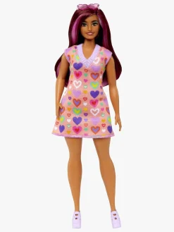 Dukker & Bamser-Barbie Fashionistas Dukke med Hjertemønstret Sweaterkjole Flerfarvet