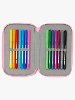 Kreativt Legetøj-Barbie Penalhus med 3 Rum, Lyserød/Lyseblå