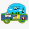 Spil & Puslespil-PeppaPig Barbo Toys Gurli Gris Knoppuslespil i Træ Transportmidler 6 Brikker