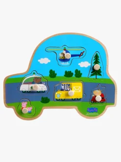 Spil & Puslespil-PeppaPig Barbo Toys Gurli Gris Knoppuslespil i Træ Transportmidler 6 Brikker