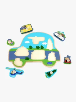 Spil & Puslespil-PeppaPig Barbo Toys Gurli Gris Knoppuslespil i Træ Transportmidler 6 Brikker