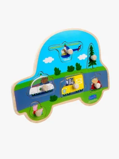 Spil & Puslespil-PeppaPig Barbo Toys Gurli Gris Knoppuslespil i Træ Transportmidler 6 Brikker
