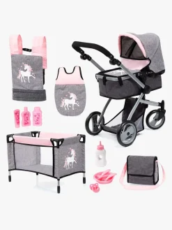 Dukker & Bamser-BayerDesign Bayer Design Dukkevogn Megasæt, Grå Lyserød/Grå