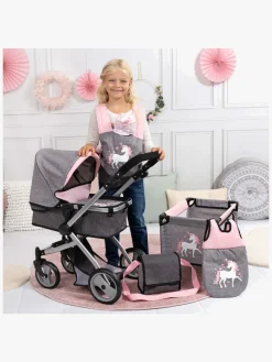 Dukker & Bamser-BayerDesign Bayer Design Dukkevogn Megasæt, Grå Lyserød/Grå