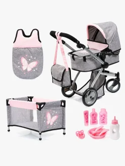 Dukker & Bamser-BayerDesign Bayer Design Dukkevogn Mega Set Milano Lyserød/Grå