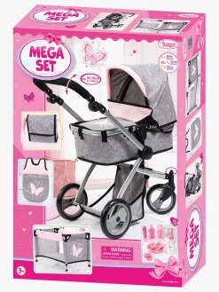 Dukker & Bamser-BayerDesign Bayer Design Dukkevogn Mega Set Milano Lyserød/Grå