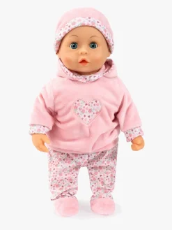 Dukker & Bamser-BayerDesign Bayer Design First Words  Interaktiv Dukke 38cm, Pink Blomster Lyserød