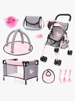 Dukker & Bamser-BayerDesign Bayer Design 10-i-1 Dukkevogn Sæt, Grå/Lyserød