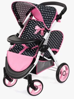 Dukker & Bamser-BayerDesign Bayer Design Twin Star Tvillingedukkevogn, Sort/Lyserød Lyserød/Sort