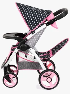 Dukker & Bamser-BayerDesign Bayer Design Twin Star Tvillingedukkevogn, Sort/Lyserød Lyserød/Sort