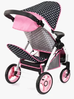 Dukker & Bamser-BayerDesign Bayer Design Twin Star Tvillingedukkevogn, Sort/Lyserød Lyserød/Sort