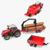 Legetøjsbiler & -Fartøjer-BBJunior BB Junior Farmland Massey Fergusson 8740S Traktor med 3 Anhængere