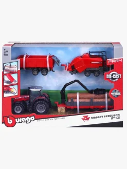 Legetøjsbiler & -Fartøjer-BBJunior BB Junior Farmland Massey Fergusson 8740S Traktor med 3 Anhængere