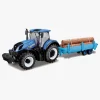 Legetøjsbiler & -Fartøjer-BBJunior BB Junior Farmland New Holland Traktor T7.315 med Tømmertrailer 1:32