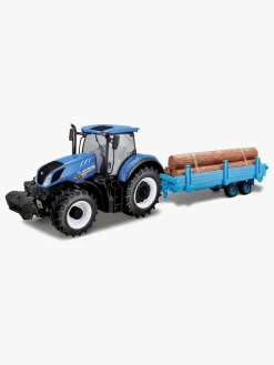Legetøjsbiler & -Fartøjer-BBJunior BB Junior Farmland New Holland Traktor T7.315 med Tømmertrailer 1:32