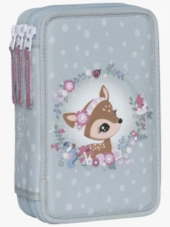 Kreativt Legetøj-Beckmann Penalhus Tredelt, Forest Deer Dusty Mint Blå/Lyserød/Flerfarvet