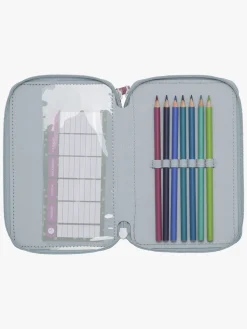 Kreativt Legetøj-Beckmann Penalhus Tredelt, Forest Deer Dusty Mint Blå/Lyserød/Flerfarvet