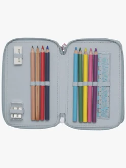 Kreativt Legetøj-Beckmann Penalhus Tredelt, Forest Deer Dusty Mint Blå/Lyserød/Flerfarvet